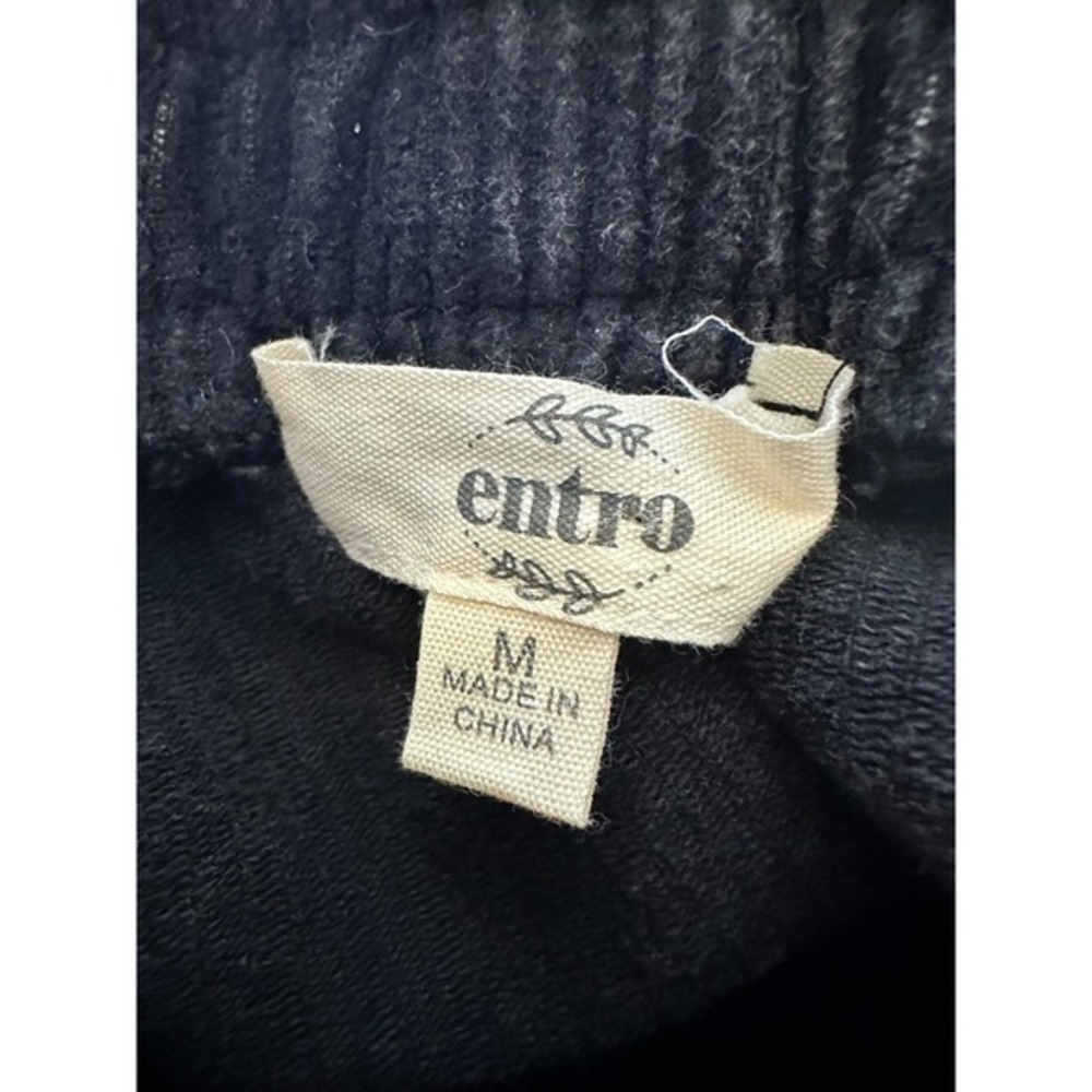 Entro Corduroy Pull On Shorts Black Elastic Waist Patch Pocket Casual - Picture 6 of 7